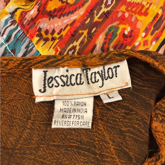 Vintage Jessica Taylor brown floral bohemian flowy tank size L - Picture 14 of 14